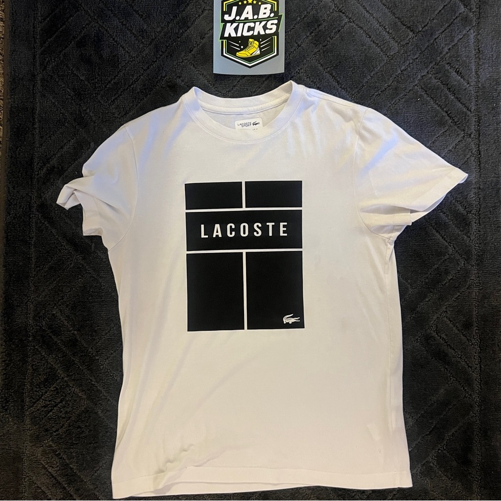 Lacoste White Tee with Black Graphic